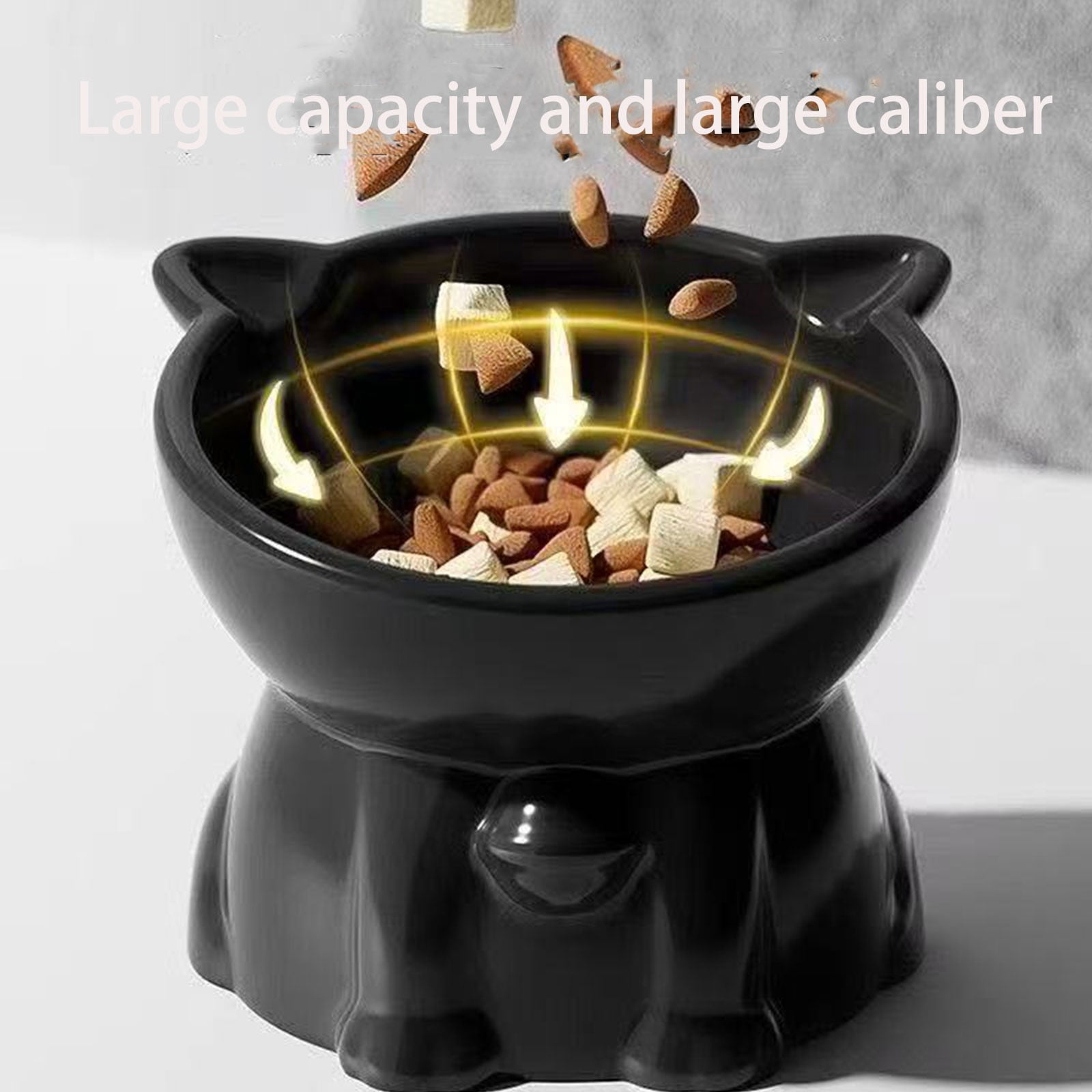 Elevated Ceramic Cat Bowl Anti Vomiting Whisker Friendly Pet Food Water Dish Wide Shallow Feeding Bowl Neck Protection Design for Cats Small Pets Healthy Dining Feeder Dish