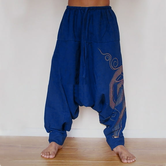 Herrnalise Men's Joggers Cargo Pants Drawstring Printing Casual Long Trousers Running Joggers Sweatpants Ripped Denim Pants for Men For Blue,2XL