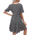 thumbnail image 2 of Lu's Chic Women's Summer Dresses Short Sleeve Dress V Neck Ruched Cute Beach Casual Ruffle High Waist Sundress Black 4-6, 2 of 4