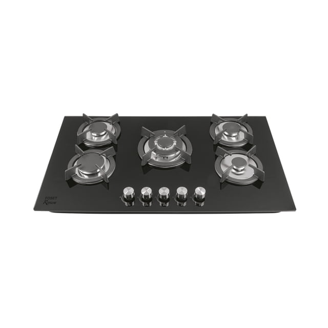 Parrilla gas empotrable 90cm 5 quem Foset vidrio negro Riviera