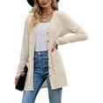 thumbnail image 2 of Women'S 2025 Fall Fashion Cardigan Soft Knit Cardigan for Women Long Sleeve Open Front Coat with Pockets Apricot XXL, 2 of 9
