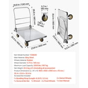 KFFKFF Heavy Duty Platform Truck, 2000 lbs Capacity, Steel Flatbed Cart with Swivel Wheels and Foldable Handle, Hand Push Dolly for Groceries, Garage, Warehouse, 35.4 x 23.6 x 35.4 in