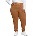 thumbnail image 7 of Hogleaql Plus Size Womens Sweatpants Soft Workout Elastic Waist Pants with Pockets Athletic with Cinched Cuffs Drawstring Loose Sweatpants Brown XL, 7 of 7