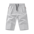 thumbnail image 3 of Eltusu Men's Workout Shorts, Elastic Waist Drawstring Below the knee Zipper Pockets Hiking Shorts White Size 2XL, 3 of 7
