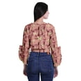 thumbnail image 2 of Moomaya Printed Womens Crop Top Wrap Style Top Wear Ruffle Long Sleeve Casual Summer Blouse, 2 of 6