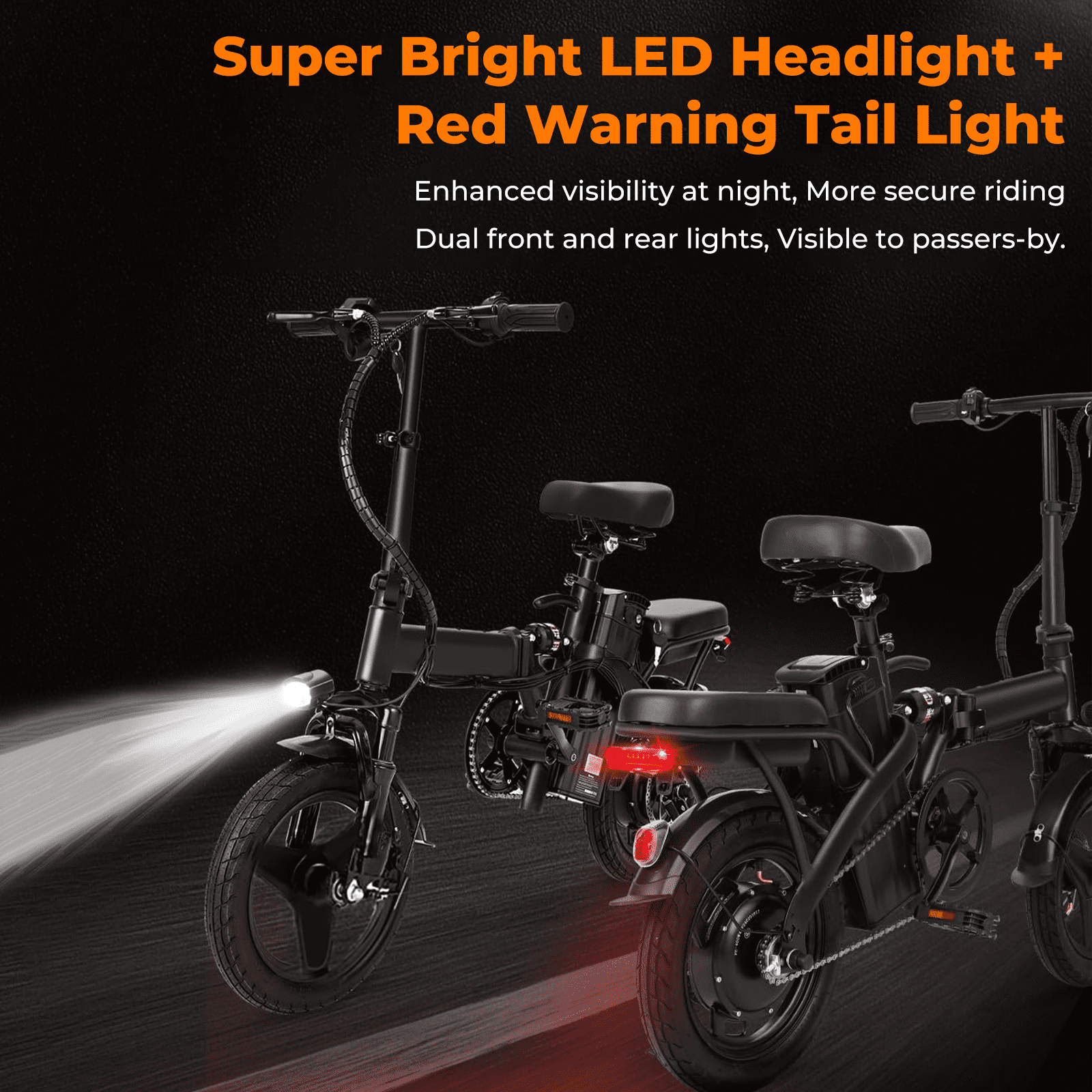 Portable Terrosor Electric Bicycle - 14" Foldable Design, Dual Disc Brakes, 20mph Max Speed, Includes Storage Basket