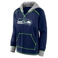 thumbnail image 2 of Women's College Navy Seattle Seahawks Boom Fleece Pullover V-Neck Hoodie, 2 of 3