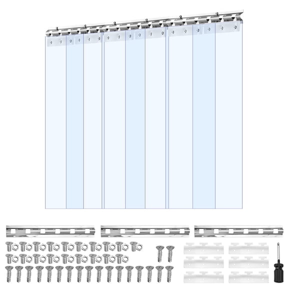 KFFKFF Clear PVC Strip Curtain, 84 in H x 38 in W x 0.08 in Thick, 6-Pack Walk-In Freezer Cooler Strips, Thermal Insulation Plastic Door Strips for Warehouses, Freezers, and Garage Entrances