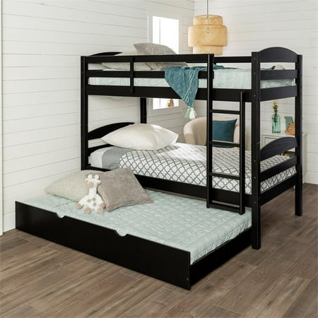 Walker Edison Solid Wood Twin Over, Wrap Around Bed Storage