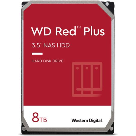 Western Digital 8TB WD Red Plus NAS Internal Hard Drive - 5400 RPM Class, SATA 6 Gb/s, CMR, 256 MB Cache, 3.5" - WD80EFAX