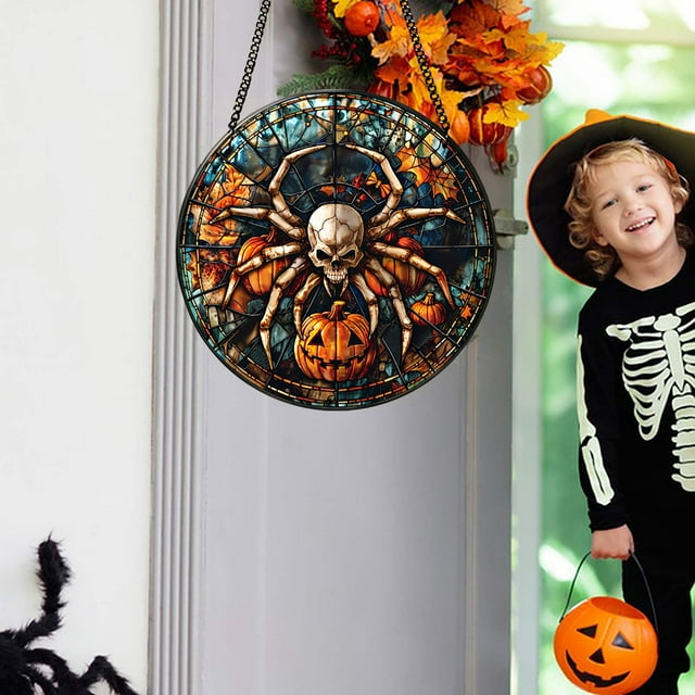 Fiudx Letrero Colgante de Calavera Acrílica, Efecto Luminoso, Exquisita Decoración de Halloween, Ligero y Fácil de Colgar, para Uso En Interiores y Exteriores, Perfecto para Fiestas y Eventos, Tamaño
