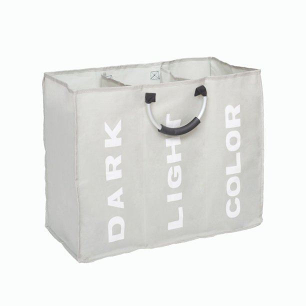 Laundry Basket 3 Section Sorter with Handle Large Capacity Foldable 19