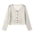 thumbnail image 5 of AHTJRT Women's Beach Cover Up Cardigans Crochet Knit Long Sleeve Button Down Crop Sweater Hollow Out Trendy 2026 Summer Spring Vacation Tops White Free Size, 5 of 8