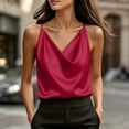 thumbnail image 2 of BLVB Women's Silk Satin Camisole Cowl Neck Tank Tops Adjustable Spaghetti Strap Sleeveless Elegant Blouses Summer, 2 of 8