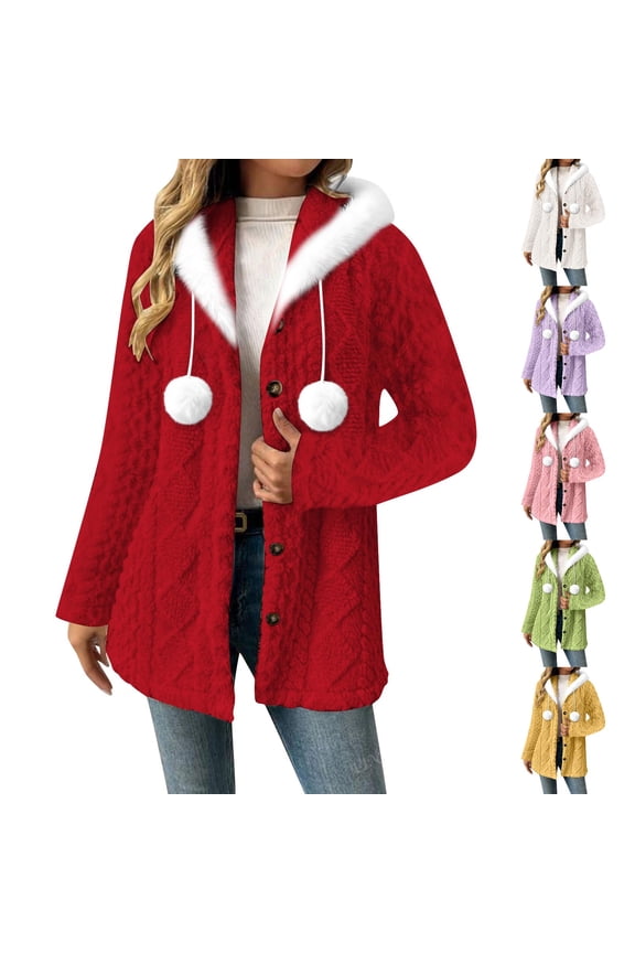 Women's Winter Hooded Jacket Long Sleeve Double Sided Collar Warm Coat Outerwear Reversible Faux Fur Lined Fleece Casual Daily Wear Travel Streetwear Perfect Fashion | CSEONE,White M