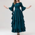 thumbnail image 2 of Women's Fashion Long Sleeve,Women's Vintage Solid Color Lace Collar 3/4 Sleeve Cos Dress Blue, 2 of 7