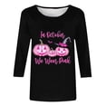 thumbnail image 4 of Yourumao Breast Cancer Shirts for Women Pink Ribbon 3/4 Sleeve Tops Crewneck Plus Size In October We Wear Pink Shirt for Breast Cancer Survivor, 4 of 4