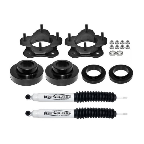 Tuff Country Lift Kit Suspension 53220KN 3 Inch Front Lift; 1-1/2 Inch Rear Lift; Black Components; With Front Strut Assembly Spacers/Rear Coil Spring Spacers/Installation Hardware