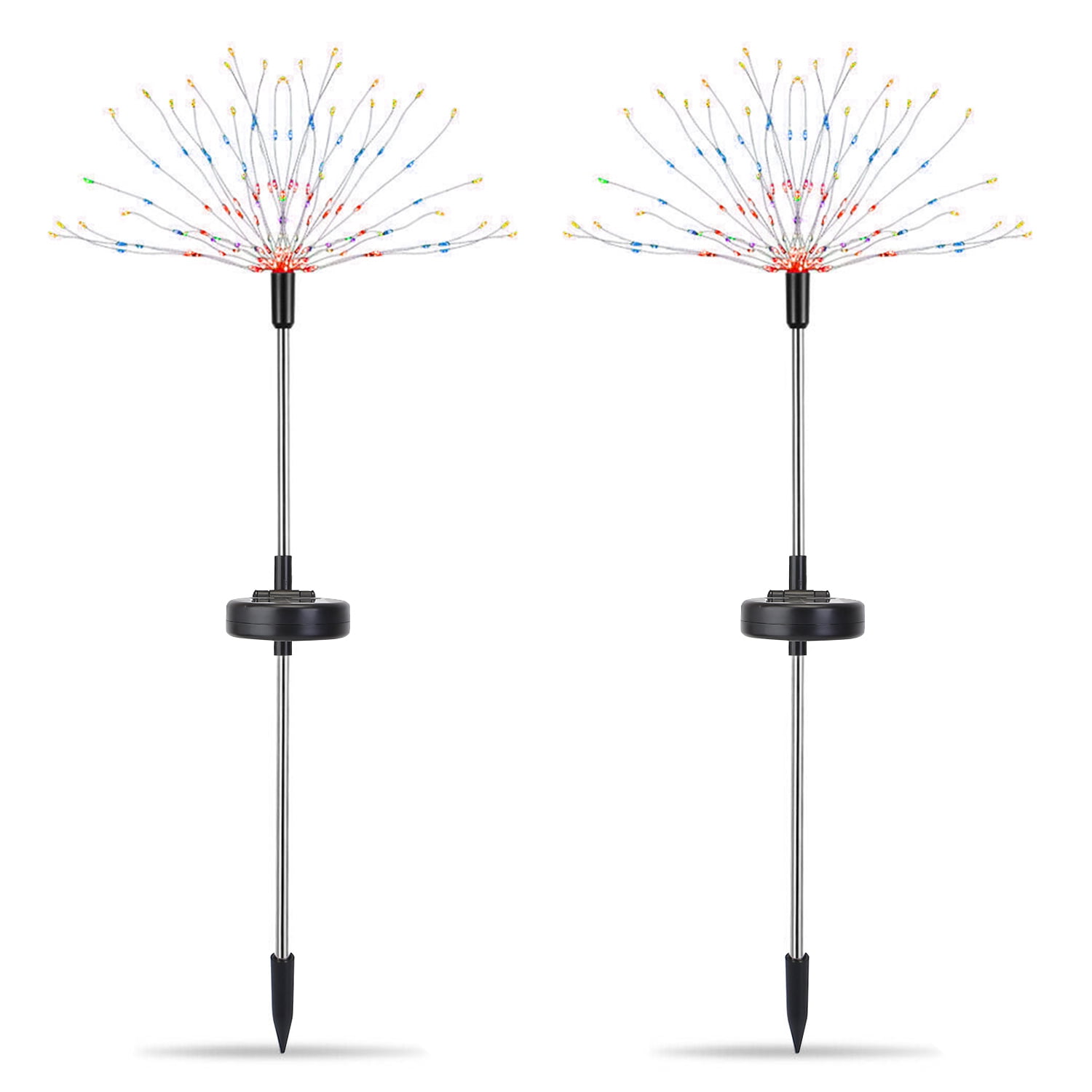 Moclever 480 LEDs Solar Powered Starburst Stake Fairy Lights, 4Pcs IP65 Waterproof Solar Powered Firework Lamp for Lawn Garden Outdoor Wedding Decor, Colorful