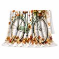 thumbnail image 2 of Vintage Teal Bicycle Sunflower Basket By White Wood, Cozy Friendship Quote Scene, Warm Flannel Blanket for Living Room and Reading Nook, Art Lovers Thanksgiving Gift, Artistic Home Decor, 2 of 9