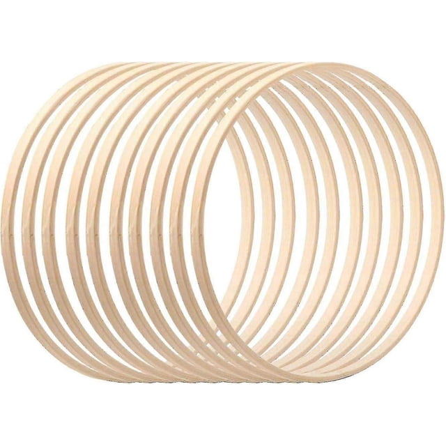 10/12 Pcs Bamboo Floral Hoop Wreath, Wooden Hoop Wreath Ring Macrame Hoop Rings, Dream Catcher Craft Hoop Rings For Diy Wedding Wreath Decor (10/15/20