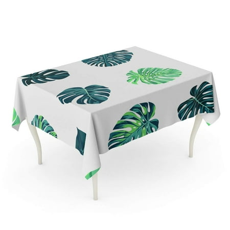 

SIDONKU Tropical Pattern Green Monstera Palm Leaves on Dark Exotic Tablecloth Table Desk Cover Home Party Decor 52x70 inch