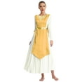 thumbnail image 5 of Kaerm Women Liturgical Worship Dance Outfit Top Metallic Split Lace-Up Sides Tunic with Loose Pants Set Yellow M, 5 of 6