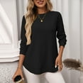 thumbnail image 2 of vigerkar Womens Tops Crewneck Long Sleeve Waffle Knit Solid Color Shirts Loose Casual Tunic Tops (Black, XXL), 2 of 7