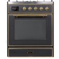thumbnail image 2 of ILVE Majestic II 30" NG Glass Door Modern Metal Range in Matte Graphite/Brass, 2 of 3