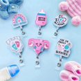 thumbnail image 5 of 6 Pcs Labor and Delivery Nurse Felt Badge Reels NICU Nurse Retractable Cute Badge Holder with Alligator Clip, 5 of 6