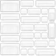 thumbnail image 1 of Juego de 25 organizadores de cajones de plástico transparente, bandejas organizadoras de cajones de tocador y baño versátiles de 4 tamaños, contenedores de almacenamiento para maquillaje, dormitorio,, 1 of 7