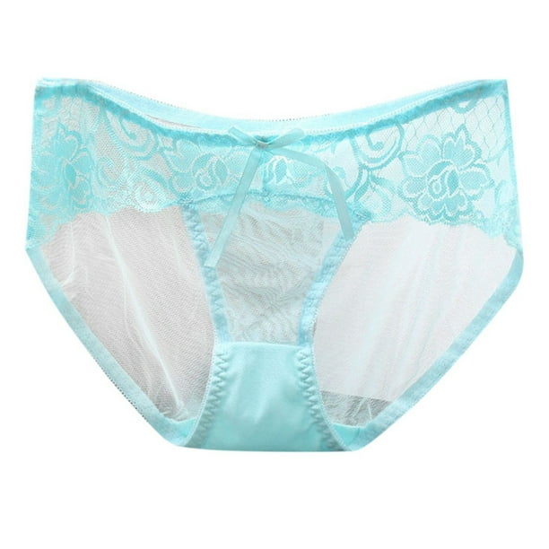 Braguitas triangulares de algodón con encaje transparente y sin costuras, de cintura baja, para mujer, muy sexys, con malla ultrafina, tallas M/L