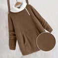 thumbnail image 5 of yoeyez Sherpa Fleece Hoodies for Women Winter Fuzzy Oversized Color Block Pullover Hoodie Soft Comfy Cozy Pajamas Tops with Pockets Brown,S, 5 of 7
