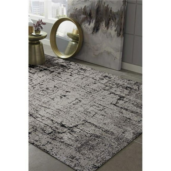 96 x 96 in. Polyester Machine-Woven Rug, Ivory & Grey