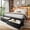 Walnut, variant on Laisnet Full Size Bed Frame with 2 Storage Drawers, Linen Upholstered Metal Platform Bed with Charging Station, 5-Tier Bookcase Headboard with LED Lights, Black