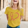 thumbnail image 2 of Bainana Cancer Shirts For Women Pink Ribbon Heart Print Tees Short Sleeve Cancer Awareness Shirts Cancer Support Survivor Tees Size S-Xxl Yellow, 2 of 5