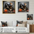 thumbnail image 4 of Designart "Vintage American Football Helmet in Black and Orange II" Sports Wall Art - Modern Black Sport Football Entryway Wall Art Print, 4 of 6