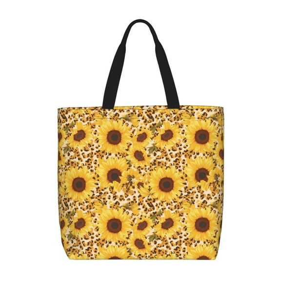 Pofeuu Abstract Leopard Print Sunflower Print Tote Bag for Women,Hobo HandBags with Zipper,Large Capacity Casual Shoulder Handbags with Inner Pockets