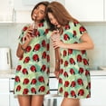 thumbnail image 4 of Balery Red Ladybugs And Leaf Camisón de manga corta con cuello redondo para mujer, cómodo y elegante., 4 of 6