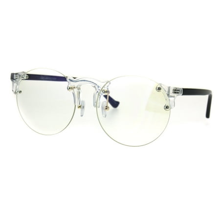 Retro Hipster Clear Lens and Frame Round Plastic Rimless Eye Glasses Clear (Best Eye Frames For Men)