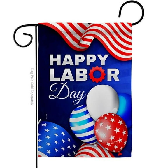 Angeleno Heritage G135567-BO 13 x 18.5 in. Labor Day Balloon American Star & Stripes Vertical Garden Flag with Double-Sided House Decoration Banner Yard Gift