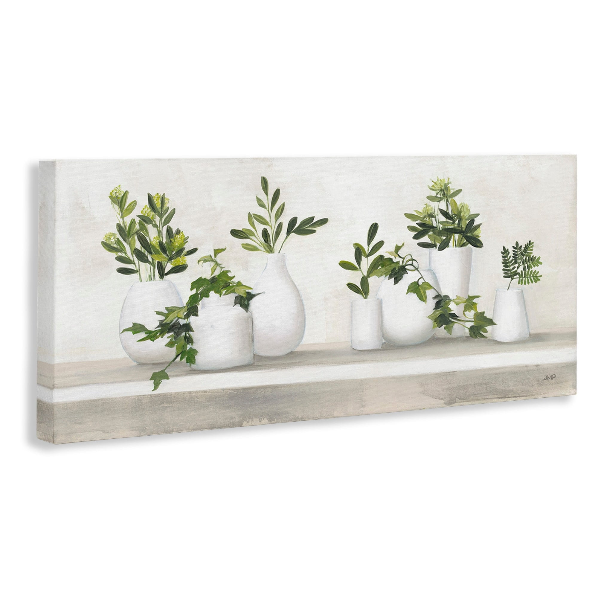 Stupell Industries Traditional Cottage Plants Potted White Vase Botanicals Paintings Gallery-Wrapped Canvas Print Wall Art, 48x20, by Julia Purinton