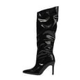 thumbnail image 5 of Mostsola Knee High Boots Women Slouchy Trendy Stiletto Wide Calf Patent Leather Dressy Pumps, 5 of 9