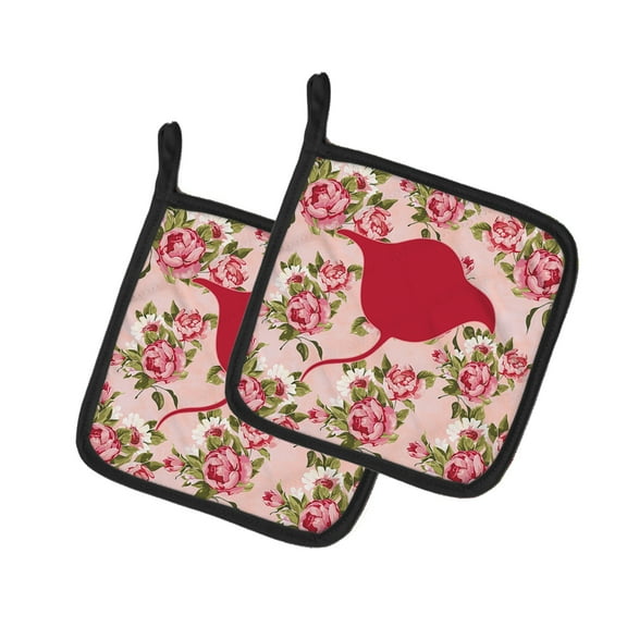 Caroline's Treasures BB1094-RS-PK-PTHD Stingray Shabby Chic Pink Roses Pair of Pot Holders , 7.5HX7.5W, multicolor