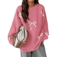 thumbnail image 2 of PRETTYGARDEN Fall Long Sleeve Pullover Sweaters for Women Trendy Crewneck Casual Cute Bow Chunky Knit Oversized Sweater, 2 of 8