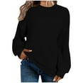 thumbnail image 3 of Bxsruta Womens Sweaters, Women Fashion Pullover Solid Round Neck Sweater Long Sleeve Blouse, 3 of 5
