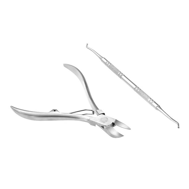 2pcs Stainless Steel Nail Cuticle Scissor + Ingrowing Toenail Cleaner