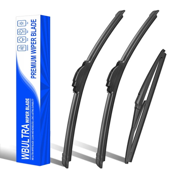 WBULTURE Silicone Beam Wiper Blades 3-Pack - Ultra-Quiet & Streak-Free, 24" 20" Front & 11" Rear U/J Hook for Kia Soul 2010-2019