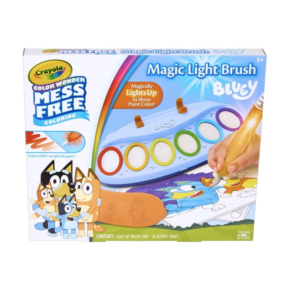 Open Box Crayola Color Wonder Bluey Magic Light Brush, Mess Free Kids Painting Set, Toddler Activities, Educational Toys, Easer Gifts for Ages 3 & Up