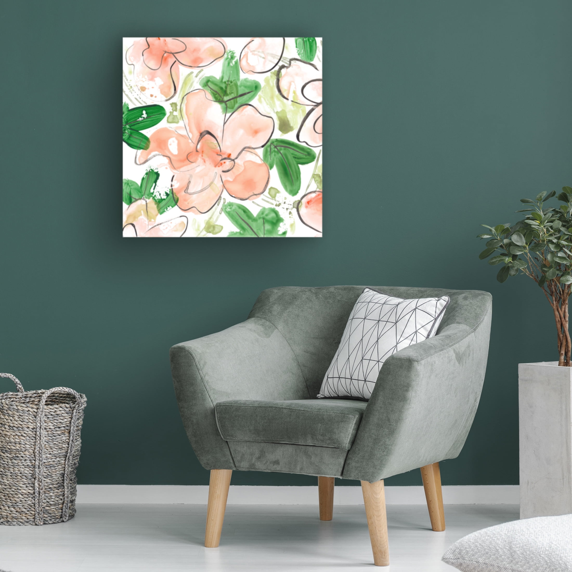 Canvas Wall Art - Melissa Wang 'Peachy Flora II' Wall Art for Living Room, Bedroom, or Office Décor by Trademark Fine Art - 24 x 24 Inches